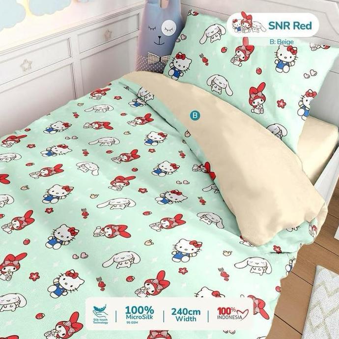 Amara-Sprei Set Kitty Melody Green Smurf - Quality Premium Silk Bed