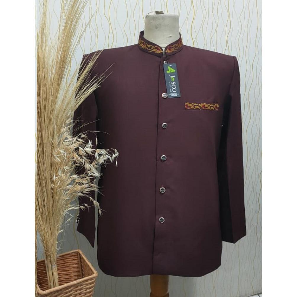 VELMOURACOLLCET NEW... JASKO TASIK HITAM WOL NOVUS JAS KOKO PRIA BORDIR SEDERHANA KERAH SAKU BY JASC