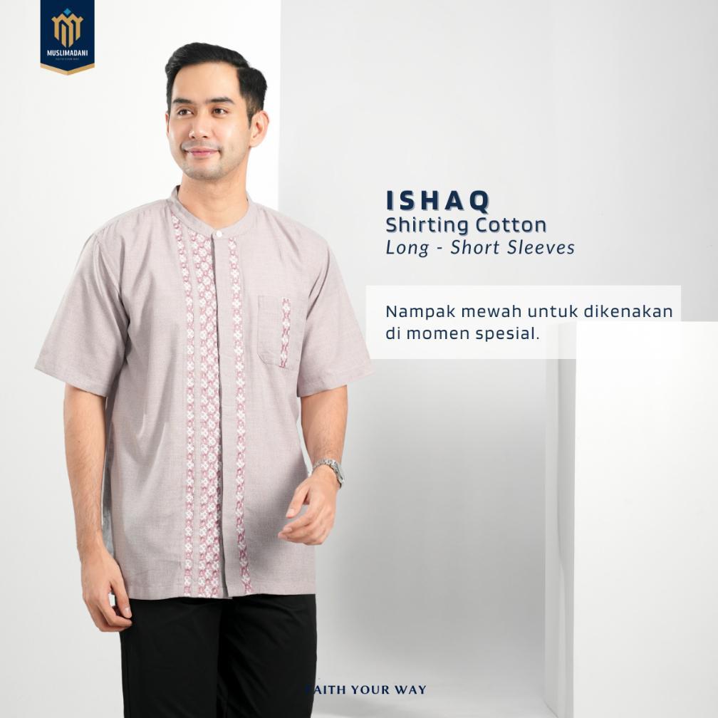 BRONIAGAID MUSLIMADANI BAJU KOKO ISHAQ REGULAR KOKO DEWASA LENGAN PENDEK DAN LENGAN PANJANG BORDIR K