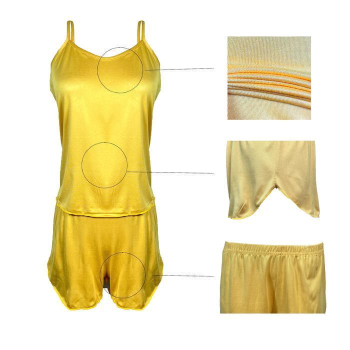 Bisa Cod - [ Redpink ] Stelan Baju Tidur Leisure Simple Basic Fit Singlet Tanktop Summer Musim Wanit