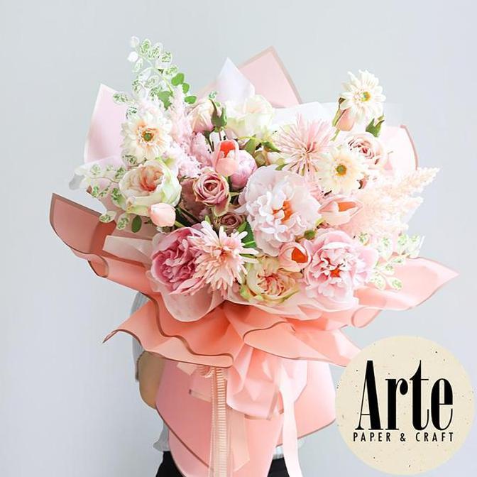 Fiore- Arte 20 Lembar Cellophane Rose Gold Frame Grade B Ori Sinowrap Border Bouquet Bingkai Jelly F