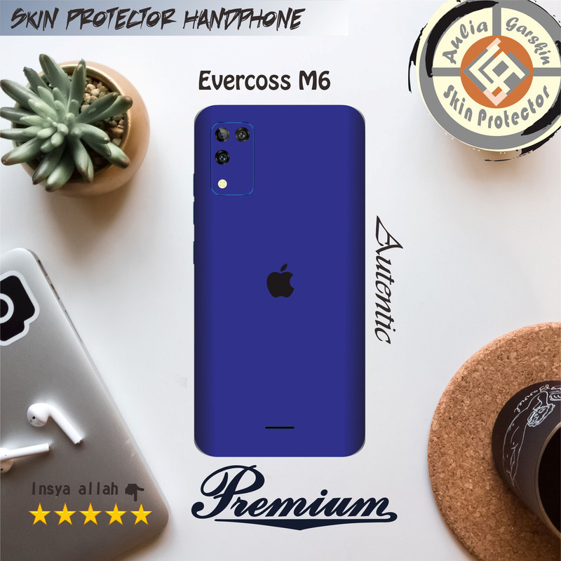 Promo 2Pcs Garskin Hp Evercoss M6 Motif Iphone Blue - Free Custom Garskin Case Stiker Protector Free