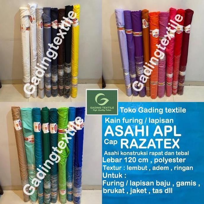 ( per 1 roll ) kain furing ASAHI TEBAL APL RAZATEX lebar 120 cm isi 27 meter bahan furing lapisan le