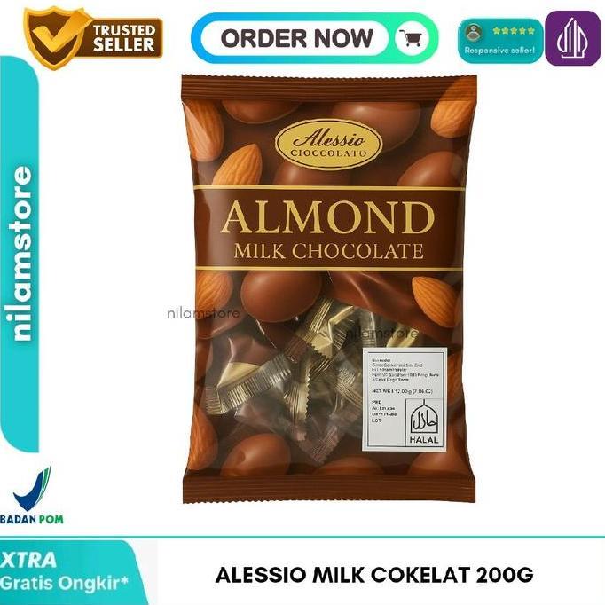 Alessio Chocolate Almond Malaysia 200g Chocolate Coklat enak isi almond AS