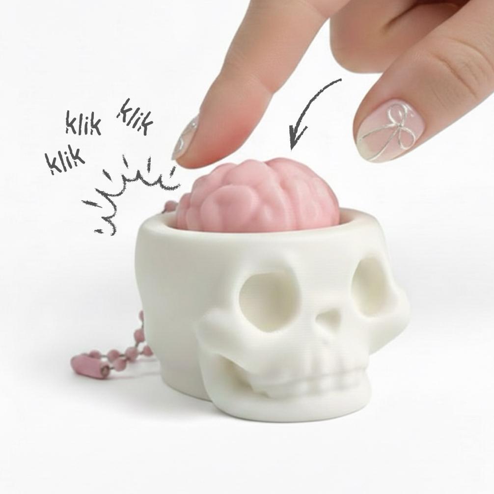 Fidget Ganci Tengkorak Skul - Clicker Toy Anti Stres Gantungan Kunci Tas Aksesoris Keychain Rantai M
