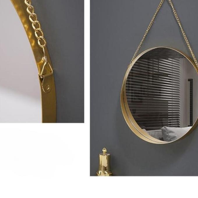 Weup- Cermin Dinding Bulat Gold Kaca