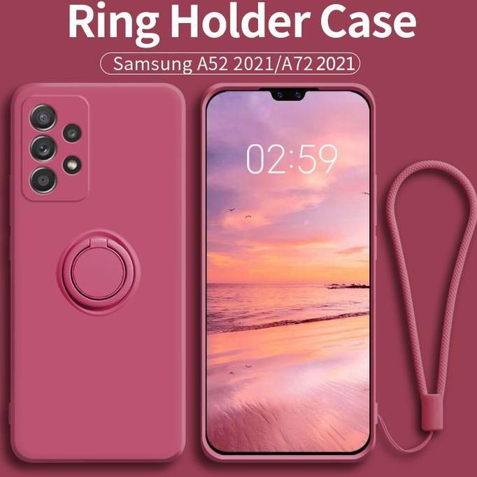 CASING Samsung A52 A52s Tali Lanyard Soft Case Ring Standing Mewah