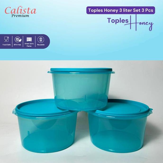 [CALISTA] Toples Kerupuk set 3 pcs - Toples Honey 3 liter
