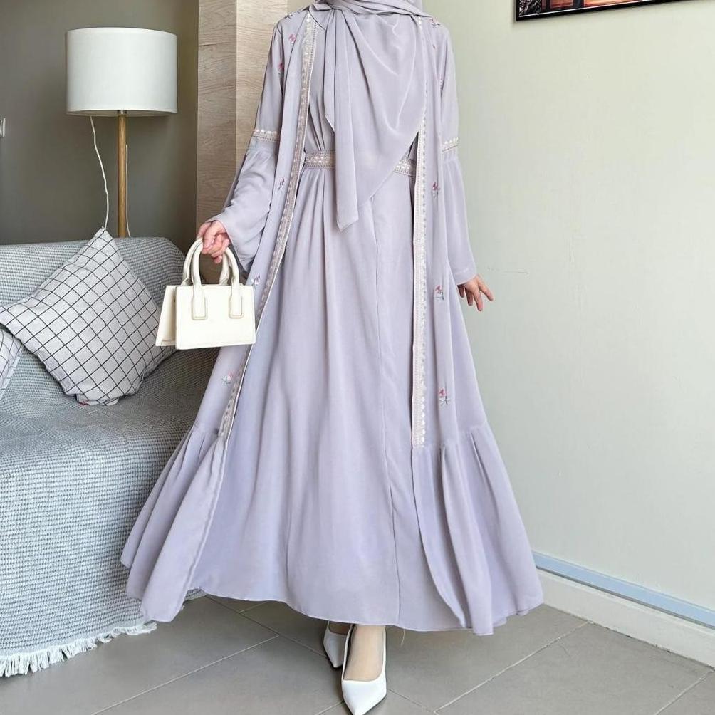 Abaya Hitam Mewah Elegan Nazhira Abaya Set Outer Terlaris