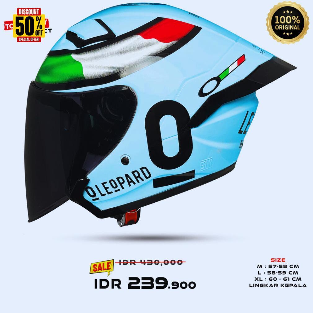 BEST DEALS helm MOTIF LEOPARD 100% ORI MLA [ TERMURAH ]  keren berkualitas helm hallf face grey dop