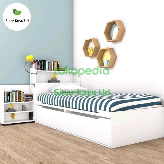 Terlaris Dipan Kayu 120X200 Minimalis Cat Putih Duko