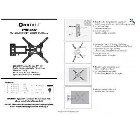 BRACKET TV SWIVEL 32-43-50-55 INCH - BRACKET TV LED 32-55 INCH SWIVEL