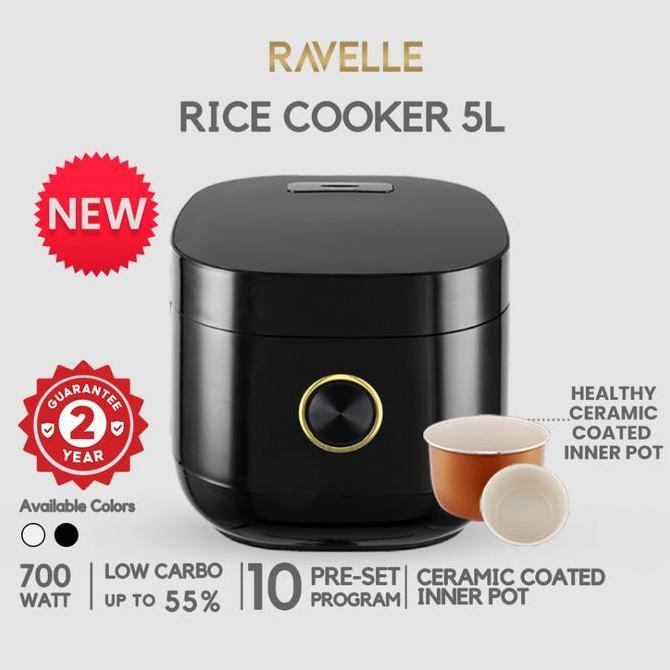RAVELLE Rice Cooker Digital Low Carbo 5L- Penanak Nasi - Low Watt