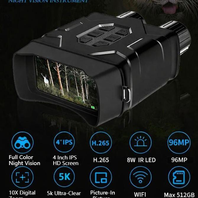 Teropong jarak jauh Teropong Binocular Night Vision 7 IR 5K 10X Zoom WiFi 3000mAh