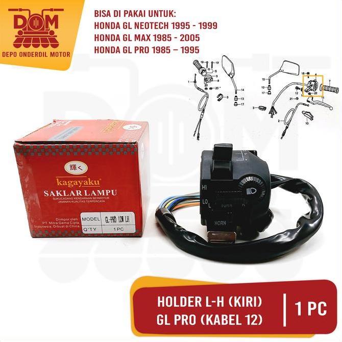Promo Holder Kiri GL Pro Kabel 12 L/H (KAGAYAKU) Saklar Kiri Tombol Lampu Pass Dim Riting Klakson Ka