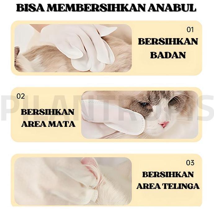 Tisu Basah Kucing Anjing Buat Mandi Pet Gloves Wipes Tissue Tissu Basah Kucing Anjing Untuk Mandi