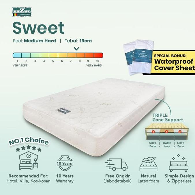 ENZEL - Kasur Full Latex / Medium Hard - Sweet Tebal 19cm Uk 160x200