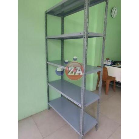 Zayaabadi Rak Besi Siku 5 Ambalan Lubang 100X30X200 Cm Praktis Ringkas Muat Banyak Kapasitas 70-80 K