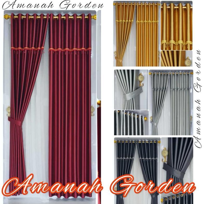 Gorden Poni Lurus Tempel Smokring Renda Gorden Pintu Minimalis Gorden Blackaut Poni