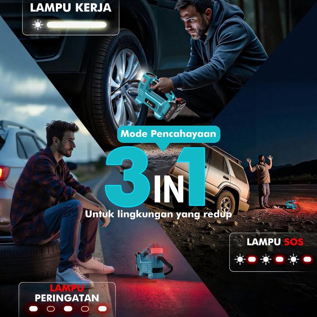 BESTPROMO Victool Pompa Udara Multifungsi Nirkabel Baterai Lithium 21V Pompa Angin Ban Elektrik Port