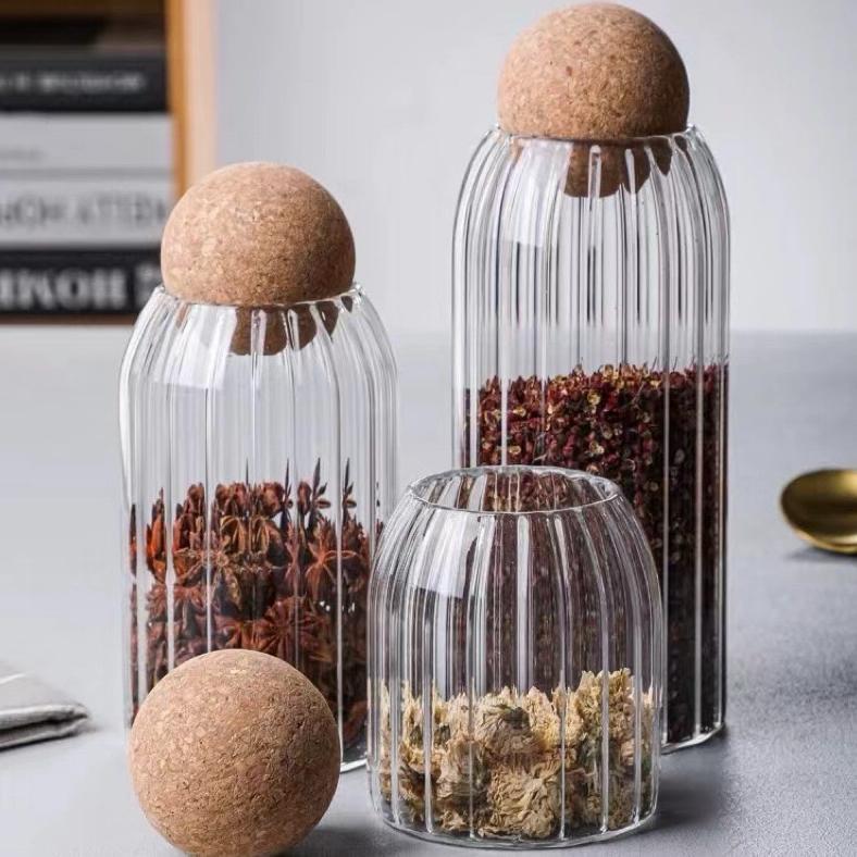 Toples Kaca Kedap Udara Tutup Kayu Vintage
