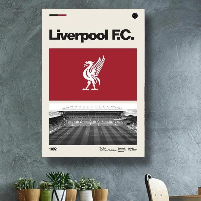 Poster LIVERPOOL frame KAYU A3+ POSTER LIVERPOOL FC HIASAN DINDING