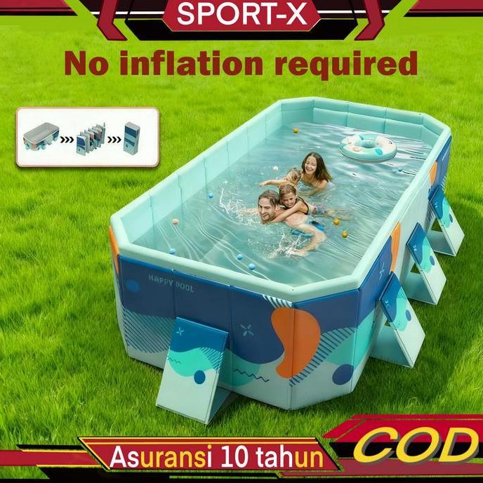 VATGUVOH SPORT-X Kolam Lipat Jumbo Portabel 3 Meter, Kolam Renang Bayi 10 Orang, Tidak Perlu Tiup, 4