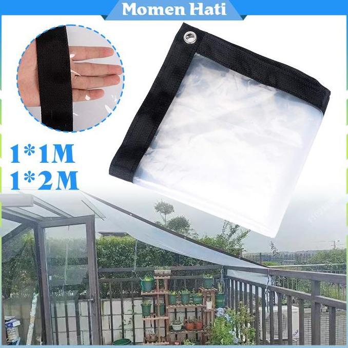 OVERAJA Plastik Terpal Bening Tebal / Tirai Plastik Outdoor Dengan Tali