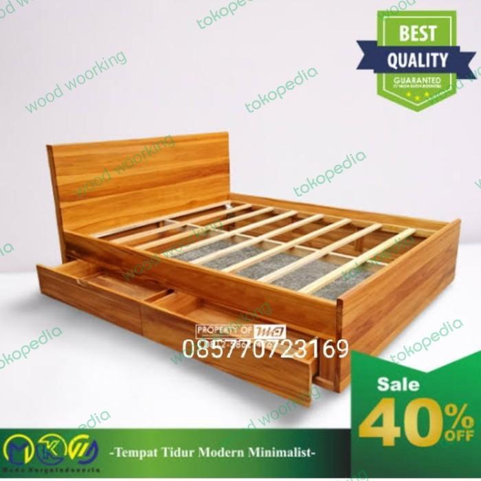 dipan tempat tidur rangka dipan laci 160x200