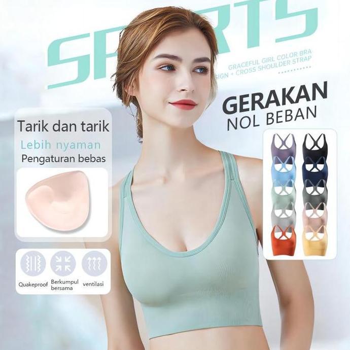 MAQIMUD Sport Bra Tanpa Kawat Sport Bh Gym Bra Wireless Sport Bra Olahraga Baju Fitness Wanita Quick