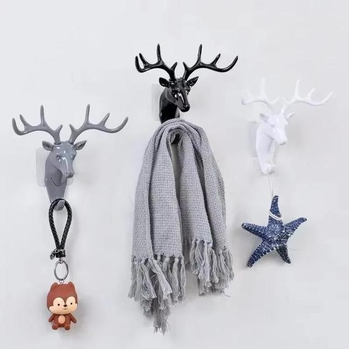 NILKAN Hanger Gantungan Kunci Dinding Tanduk Rusa Doe Deer Key Hooks Stand Hook Dekorasi Pajangan Ga