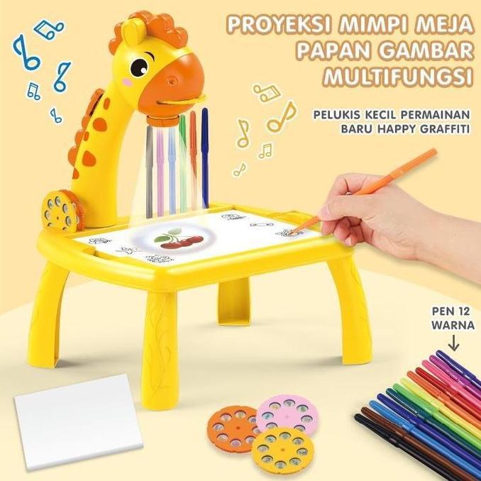 Meja Proyektor Edukasi Anak - Mainan Belajar Melukis & Mewarnai untuk Anak Tanpa Garansi Transportat