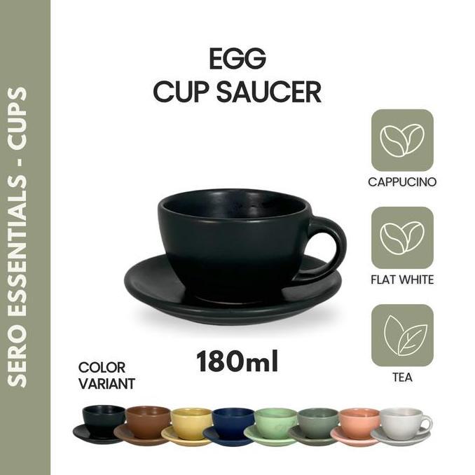 SERO Cappucino Egg Cup & Saucer 180 ml - Cangkir Kopi Keramik - Cappucino Coffee