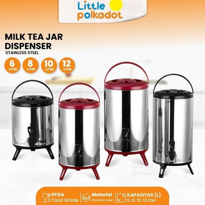 ZCXVC littlepolkadot6-12 Liter Dispenser Air Panas Dingin Termos Air Milk Tea Bucket Water Coolers D