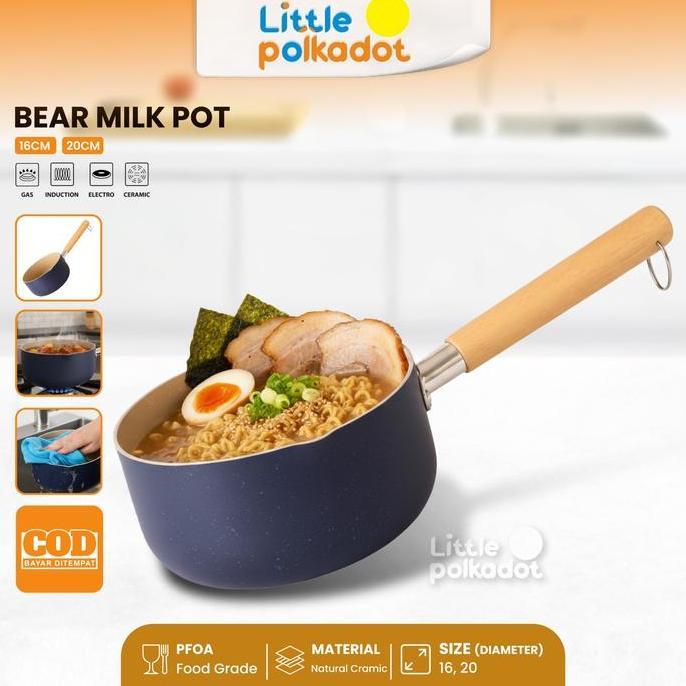 ZCXVC Panci kecil anti lengket Panci Milk Pot Bear Panci Susu 18cm/20 cm Milk Pan  kecil Panci mini 