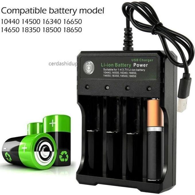 ZCXVC Fast Charger Li-on charger 4 Slot USB Intelligent Battery Charger 18650 Li-ion Baterai AA / AA