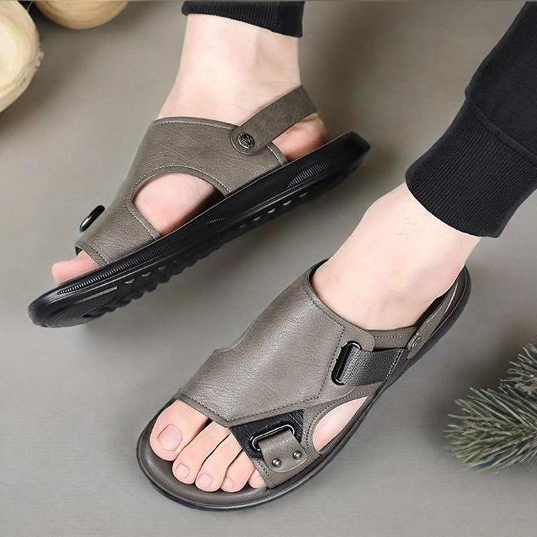 DISKON SANDAL PRIA KULIT ASLI STYLISH - PENGUNCI KLASIK VINTAGE - SANDAL CASUAL PRIA - SANDAL PRIA K