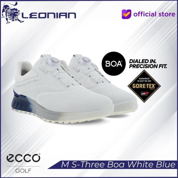 Sepatu Golf Ecco Men's Golf S-Three Boa White/Blue Depths/Bright White - Sepatu Golf Pria