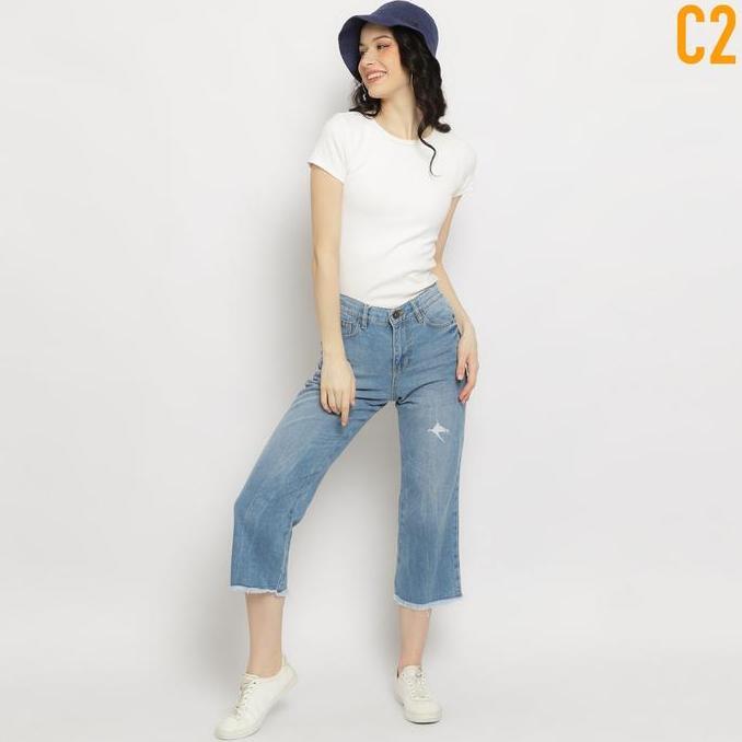 C2 Widley Blue Boyfriend Jeans Wanita celana panjang