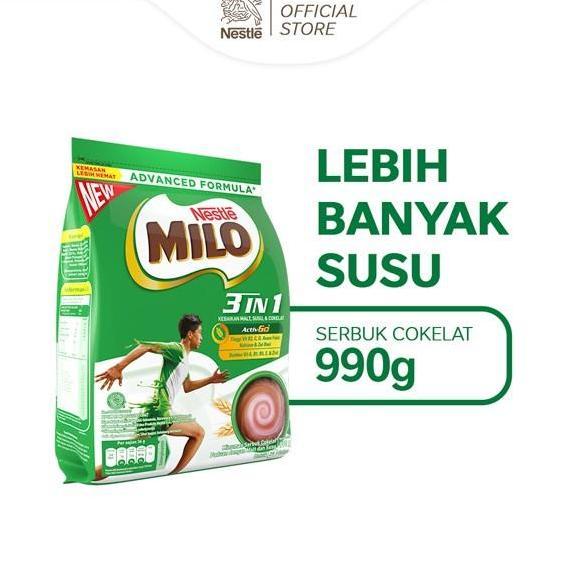 Milo Activ-Go 3 in 1 Kemasan Pouch 1Kg Susu Bubuk