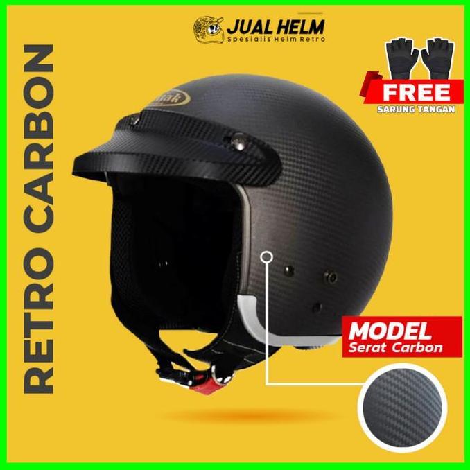 NEW HELM BOGO RETRO INJAK CARBON BLACK DOFF - JUALHELM