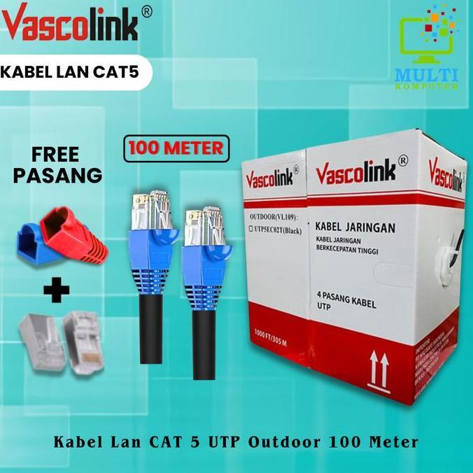 UTP 100 METER KABEL LAN OUTDOOR UTP VASCOLINK CAT5E UTP 100 METER