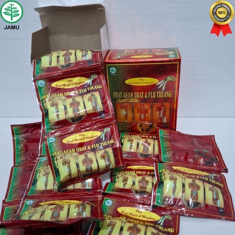 (Terbaru) AMBM Obat Asam Urat & Flu Tulang Buah Merah & Mengkudu kapsul Pria dan Wanita Original (Te