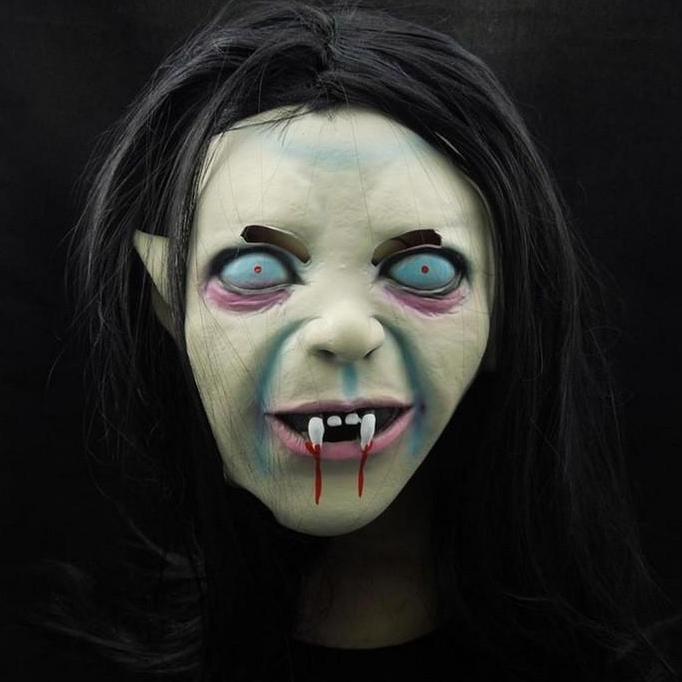 Topeng Nenek Sihir Mak Lampir Taring Latex Wig Seram Halloween