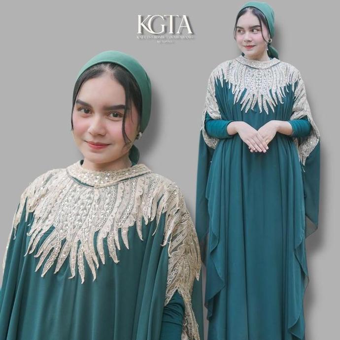 KGTA - KAFTAN CLEO FULL BORDIR - FREE INNER GAMIS DAN TURBAN - BATWING KALONG OVERSIZE MEWAH DAN CAN