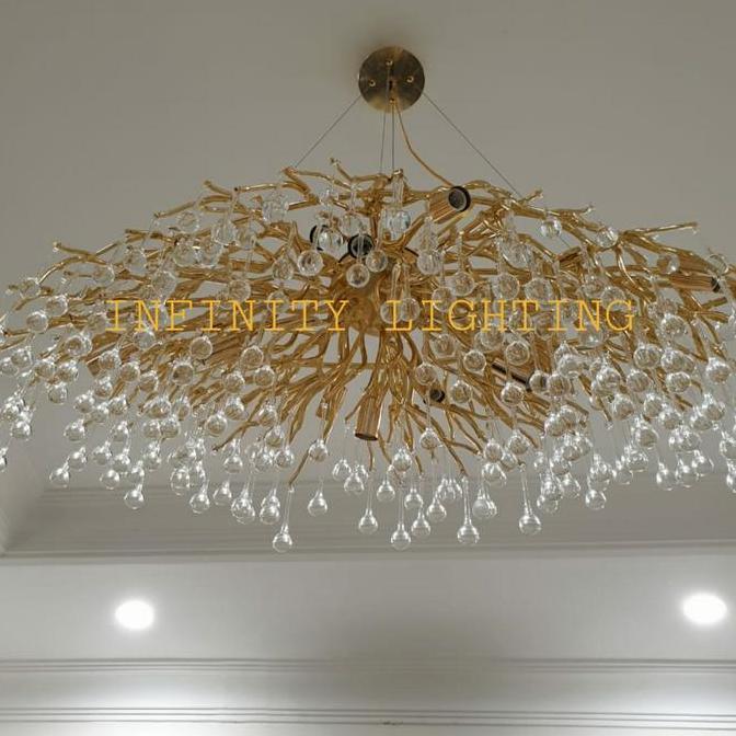 Lampu Gantung Ranting Akar Minimalis Gold 120 Cm