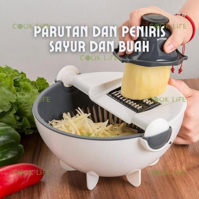 alat Parut Serbaguna Multifungsi Mangkok Putih 7IN1 Vegetable Fruit Cutter Parutan Manual pemotong S