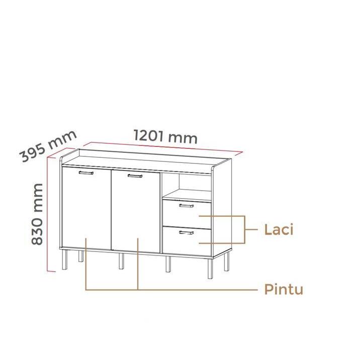 Meja samping tv lemari sideboard industrial 120cm kaki besi BANDUNG