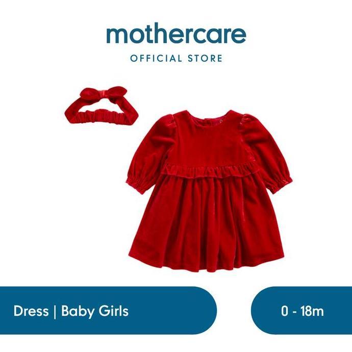 FLASH SALE - Mothercare Red Dress and Headband - Dress Katun Bayi Perempuan (Merah)
