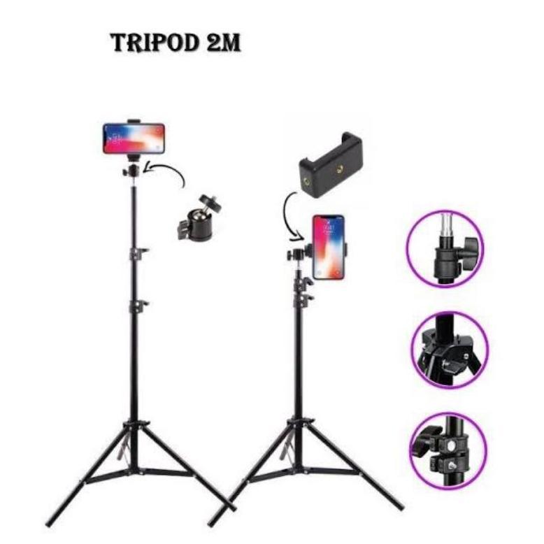 new product tripod 2,1 meter besi tripod ringlight hp kamera lengkap holder hp